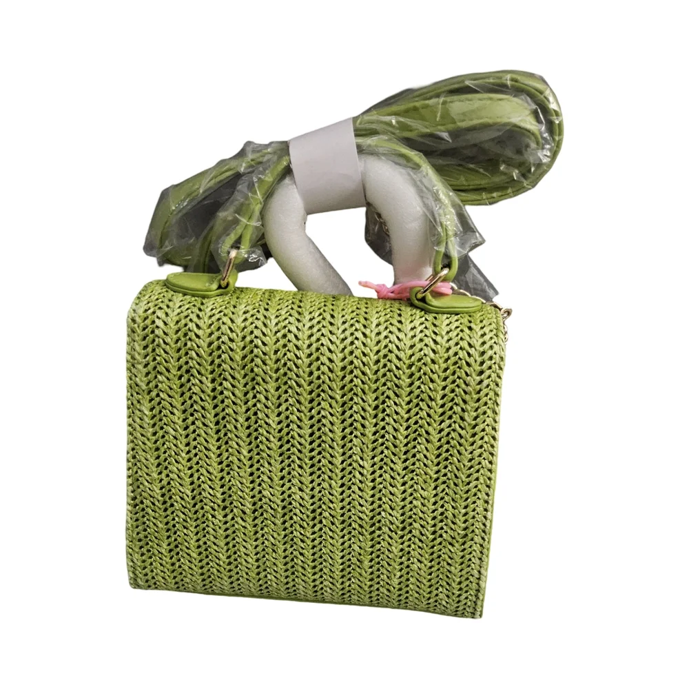 NWOT Green Woven Straw Handbag - Picture 5 of 15